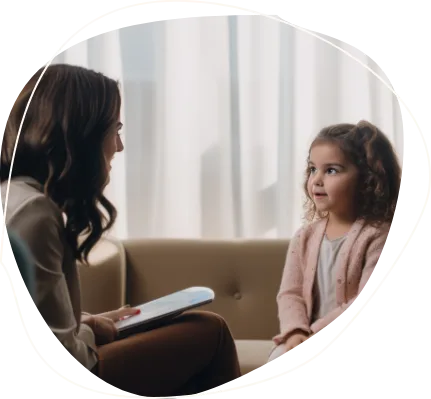 Une petite fille en séance de psycothérapie